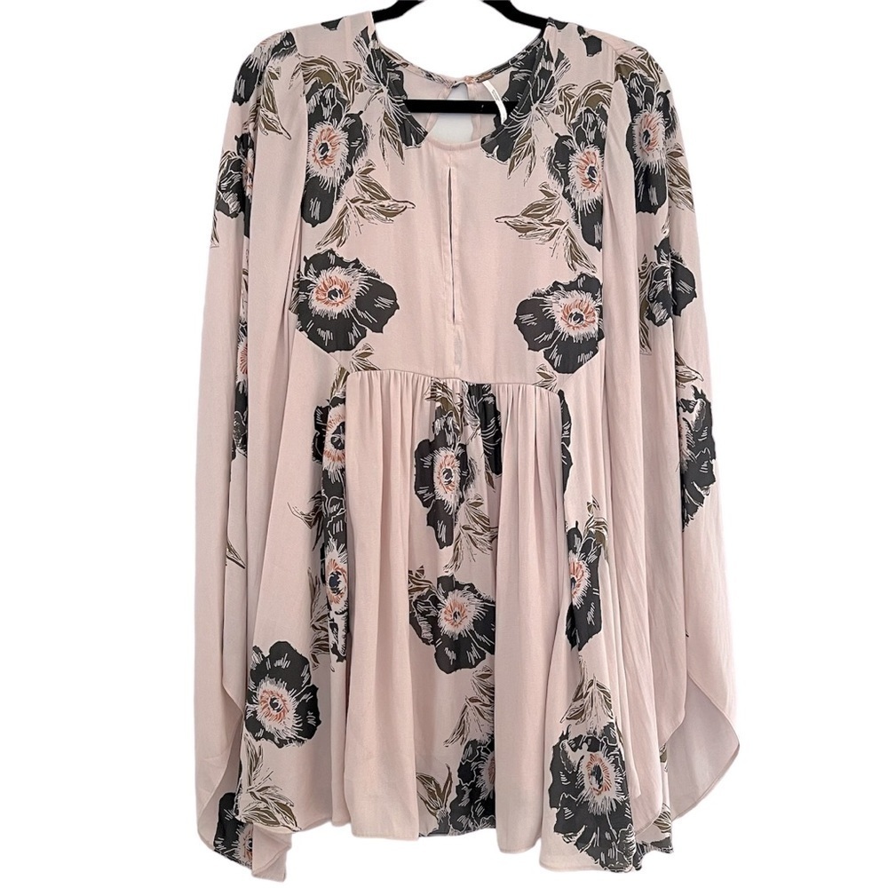 Free People Floral Print Bell Sleeve Mini Dress Size Small